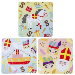 Puzzel Sint en piet 13,5 cm 16 stukjes 3 assorti