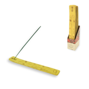 Houten wierookhouder geel 26 cm