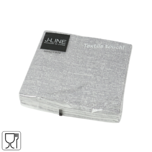 J-Line servetten Textile touch zilverkleurig 25 x 25 cm 16 stuks