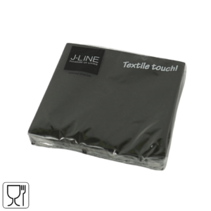 J-Line servetten Textile touch zwart 25 x 25 cm 16 stuks