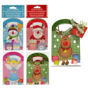 Kerst kadotas karton klein 14 cm 2 stuks