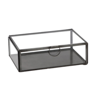 Opbergbox Amber glas zwart 18 cm