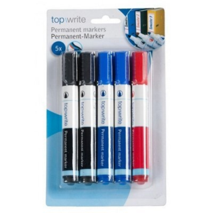 Permanentmarkers zwart rood blauw 5 st.
