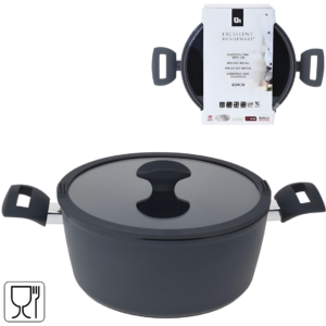 Excellent Houseware Bratpfanne mit Glasdeckel schwarz 24 cm