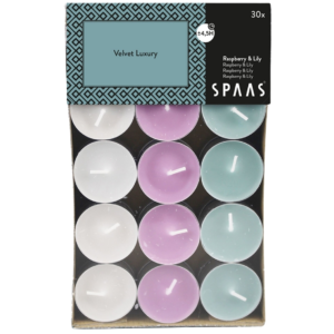 (R) Spaas geur theelichten Velvet luxery 4 cm set van 30 stuks