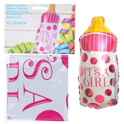 Ballon geboorte meisje fles groot 82 cm