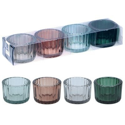 Theelichthouder gekleurd glas 4 st.