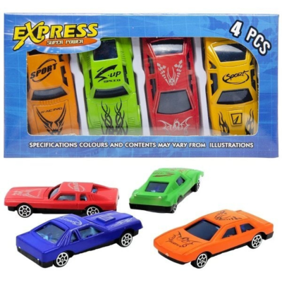 Speelgoed auto box 7 cm 4 stuks