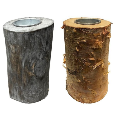 Theelichthouder hout boomstam 15 cm