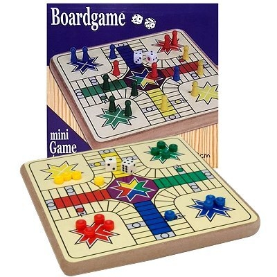 Mini-Ludo-Spiel Holz 20x20 cm