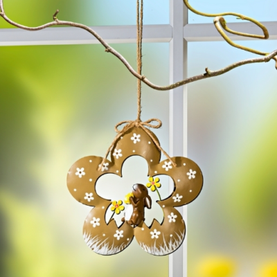 Paashanger metaal polystone konijn 15 cm