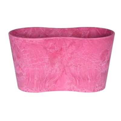 Artstone kweek bloempot met deksel 2 voudig roze groot 26 cm