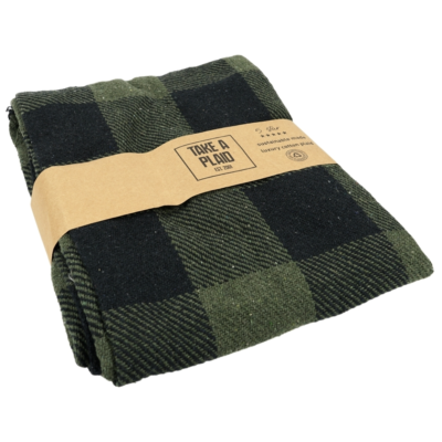 Take a Plaid gerecycled katoen legergroen 125 x 150 cm