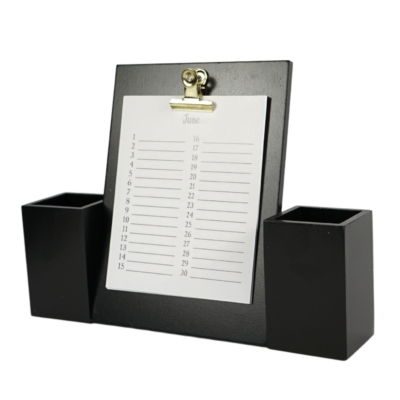 Kalender met pennenbakjes zwart 30 cm