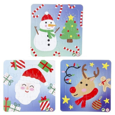 Puzzel kerst 13,5 cm 16 stukjes 3 assorti