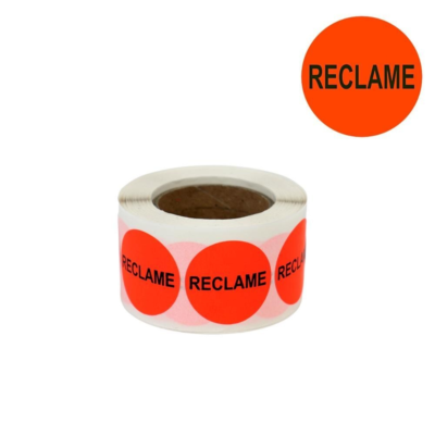 Stickers op rol reclame fluor oranje 35 mm 500 stuks