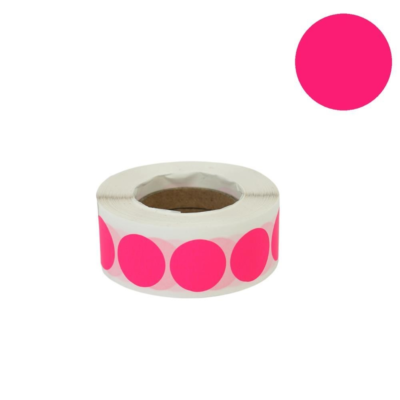 Stickers op rol fluor roze 25 mm 1000 stuks