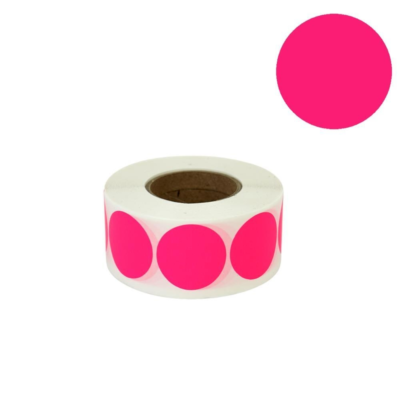 Stickers op rol fluor roze 35 mm 1000 stuks