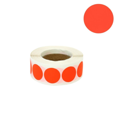 Stickers op rol fluor oranje 25 mm 1000 stuks