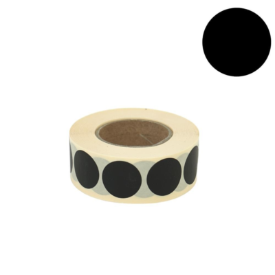 Stickers op rol mat zwart 25 mm 1000 stuks
