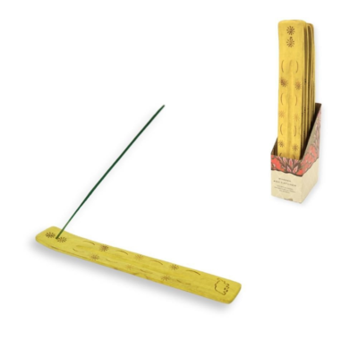 Houten wierookhouder geel 26 cm