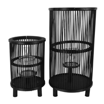 Lantaarn Saigon zwart 41 cm set van 2