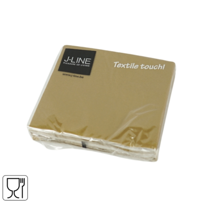 J-Line servetten Textile touch goudkleurig 25 x 25 cm 16 stuks