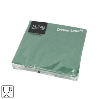 J-Line servetten Textile touch groen 25 x 25 cm 16 stuks