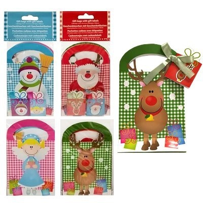 Kerst kadotas karton klein 14 cm 2 stuks