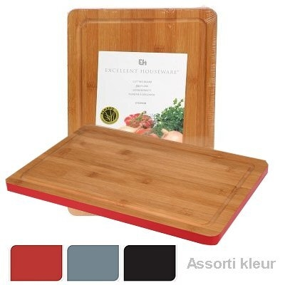 Snijplank hout bamboe gekleurde rand 37x25 cm