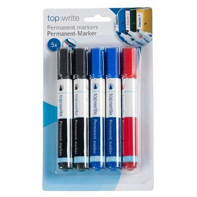 Permanentmarkers zwart rood blauw 5 st.