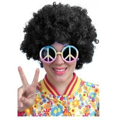 Pruik hippy krullen feest zwart