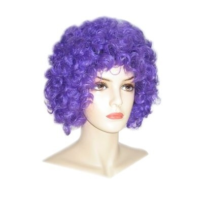Pruik krullen carnaval paars