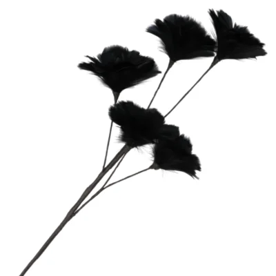 Kunsttak Feather bloemen zwart 85 cm