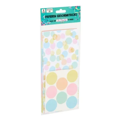 D.P. Factory geschenkzakjes 8 stuks pastel gekleurd 22 cm