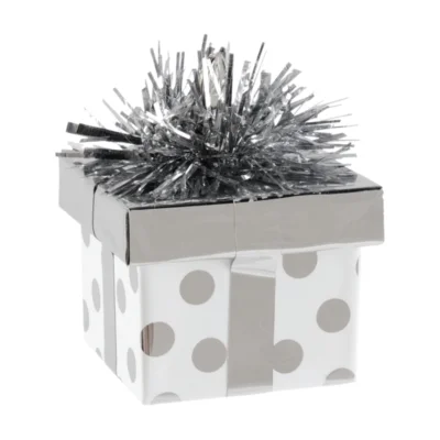 Ballongewicht Cadeau zilverkleurig 8 cm