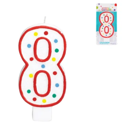 Amscan taartkaars cijfer 8 wit 13 cm