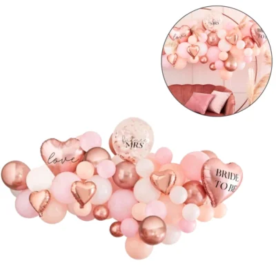 Ginger Ray ballonnen boog kit Bride to Be roze/wit 65 stuks