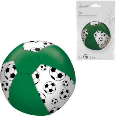 Ballonhülle mit 3 Ballons Fußball grün 23 cm