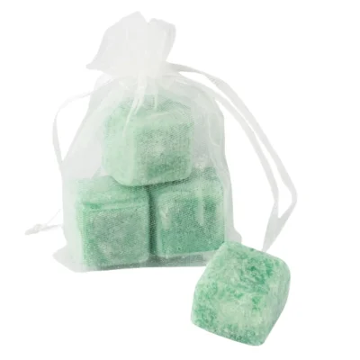 Amberblokje wood 4,5 cm organza zakje met 3 stuks