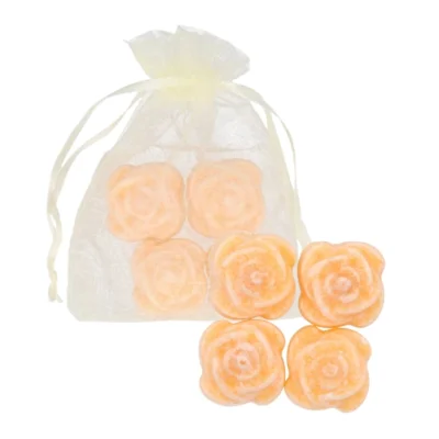 Amberblokje Roos babypoeder 2,5 cm organza zakje met 4 stuks