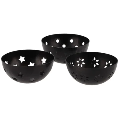 Theelichthouder/ geurblokjeshouder Amber metaal zwart 7,5 cm 3 assorti