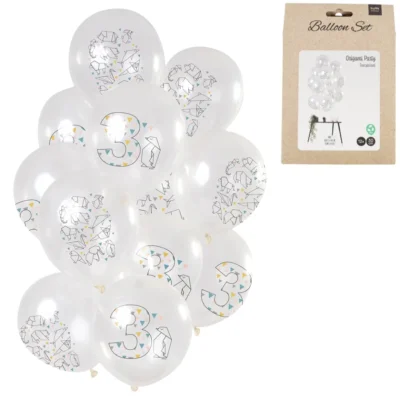 Luftballons Origami Zahl 3 Jahre 30 cm Satz von 12