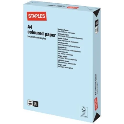 Staples papier A4 gekleurd lichtblauw 500 vel