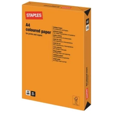 Staples papier A4 gekleurd oranje 500 vel