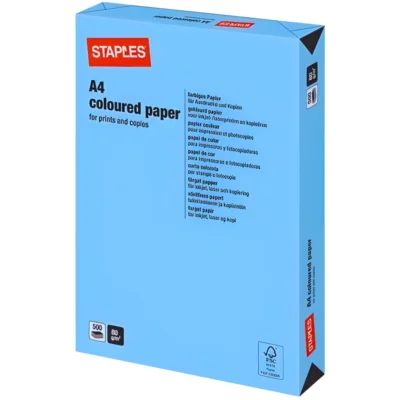 Staples papier A4 gekleurd azuurblauw 500 vel