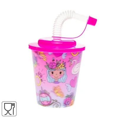 3D-Becher mit Strohhalm Prinzessin 250 ml