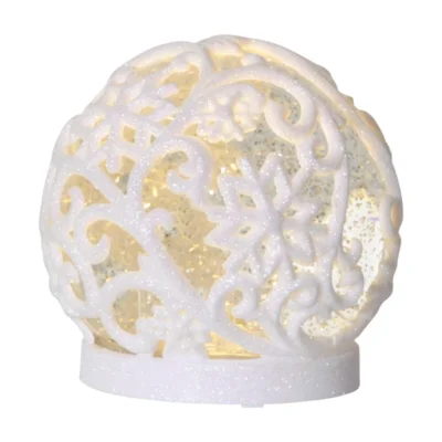 Sneeuwbol Frost LED op batterij wit glitter 13 cm