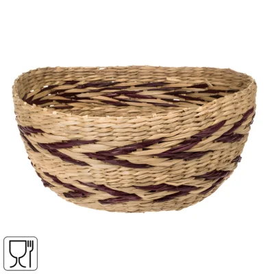 Out of the Blue mand Seagrass naturel/bordeaux 25 cm