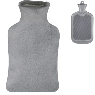 Relaxdays warmwater kruik met hoes grijs 1,5 L